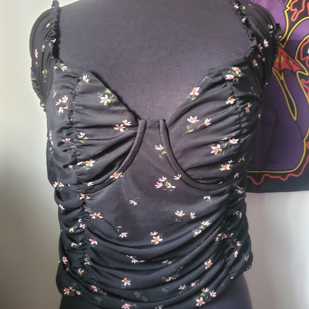 JUST POLLY FLORAL BUSTIER TOP
